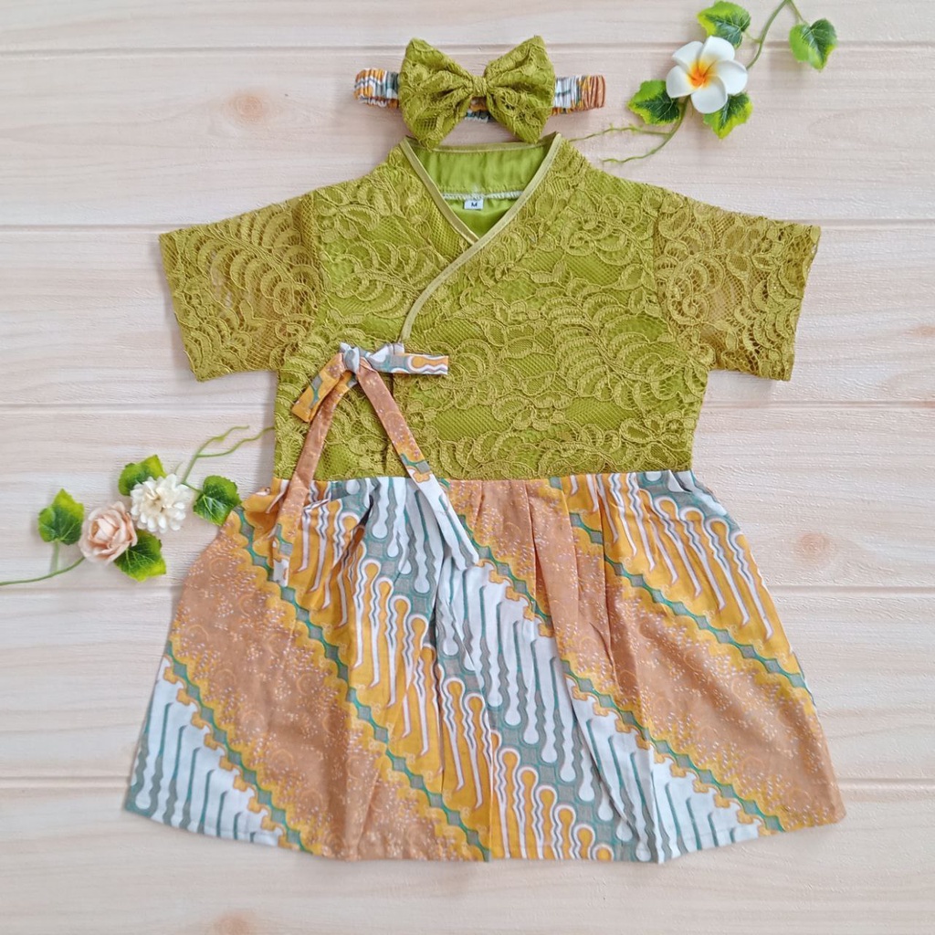 Hanbok Anak / Hanbok Batik / Hanbok Brokat warna Olive