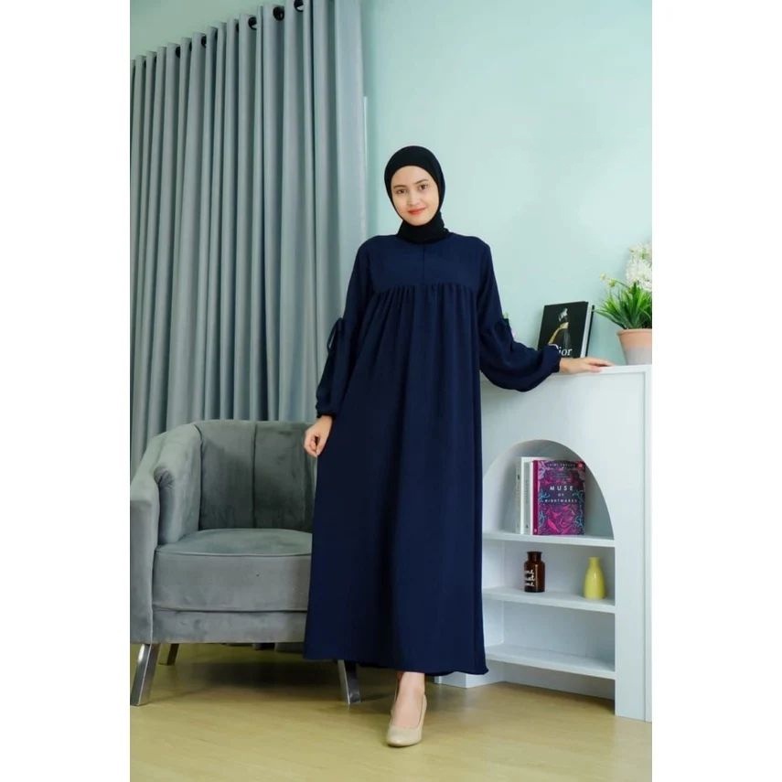 Gamis terbaru wanita muslim syari gaun muslimah abayya kekinian pakaian atasan fashion cewek Malaysia hitam polos perempuan  kasual set kondangan ibu2 seragam pengajian gaun pesta import murah