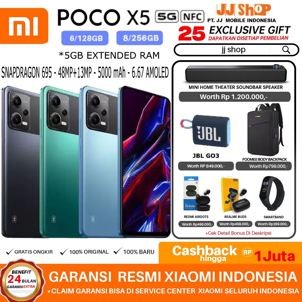 XIAOMI POCO X5 5G 8/256 GB RAM 8GB ROM 256GB &amp; 6/128GB 6GB 128GB &amp; X3 PRO GARANSI RESMI TAM