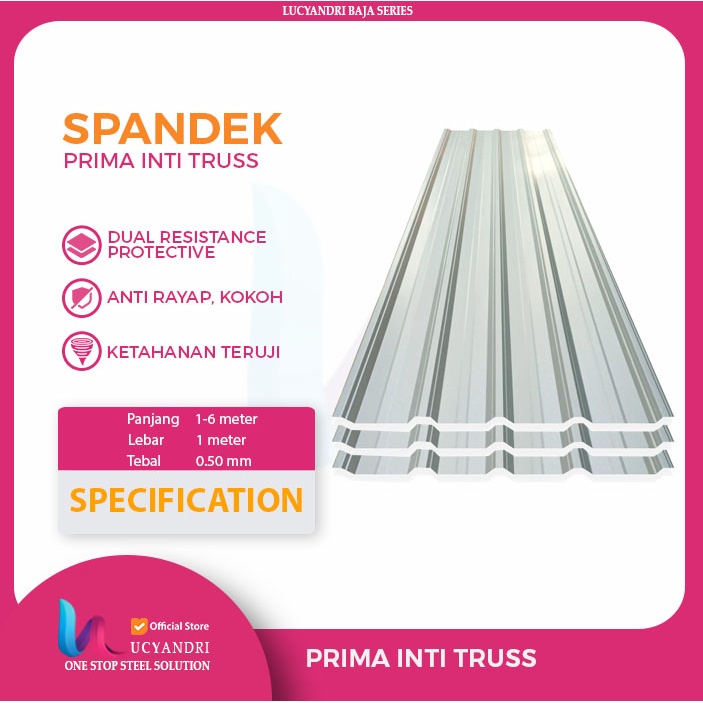 Spandek Spandeck Rangka Atap Baja Ringan 0.50 mm PIT Galvalume READY