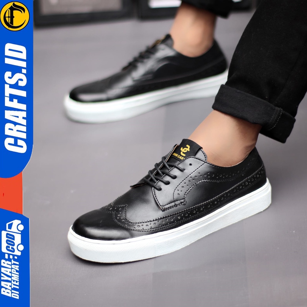 Sepatu Sneakers Casual Hitam Wingtif Pria Tali Kerja Crafts Rebelion