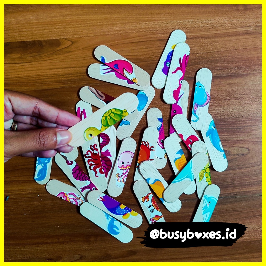 Busyboxes.id Mainan edukasi anak Puzzle popsicles lucu 2 keping seri animals sea