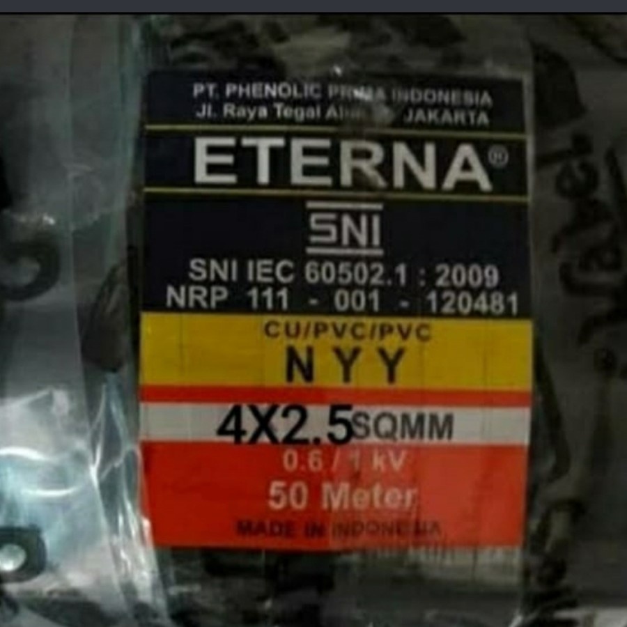 Kabel Listrik Kawat ETERNA NYY 4x2,5 4x2.5 50 meter (50m)