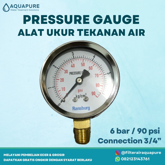 Pressure gauge 6 Bar - Alat Ukur Tekanan Air