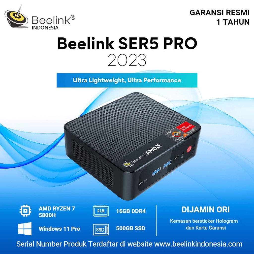 Beelink SER5 PRO AMD Ryzen7 5800H 16/500GB NVMe Gaming Windows 11 Pro