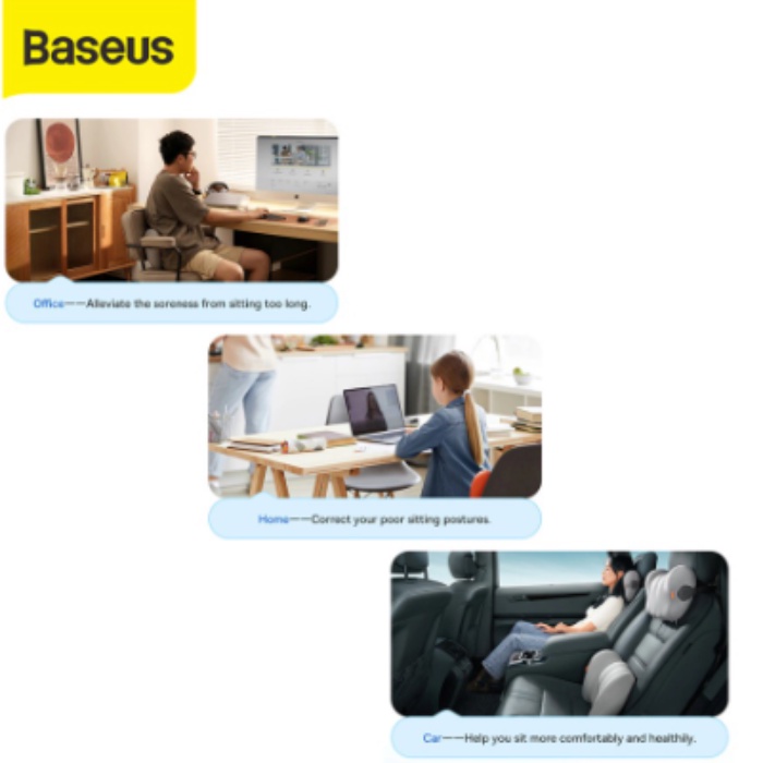 Bantal Punggung Mobil Baseus Lumbar Memory Foam Pillow