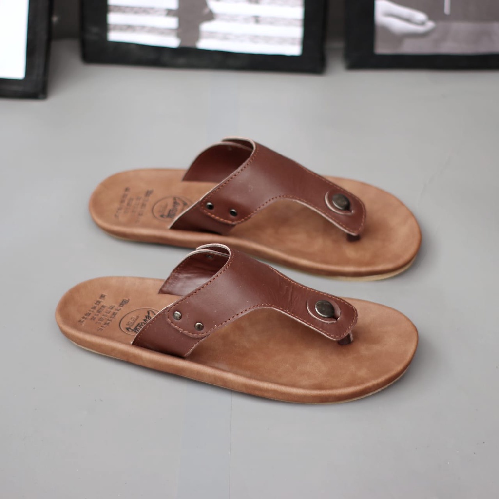 ENOZ X GEOV - Sendal Jepit Casual Pria Original Handmade Slop Sandal Japit Kulit Sapi Asli murah nyaman kuat laki