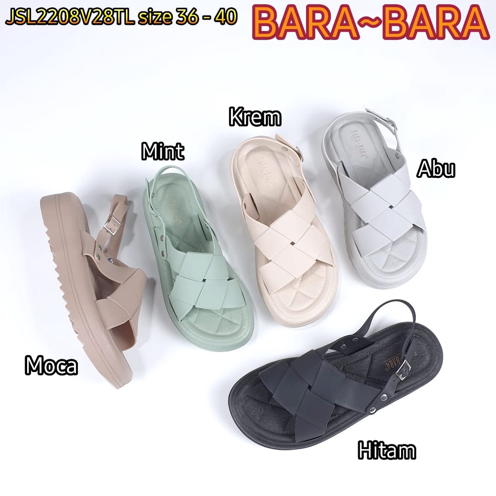 BARA BARA ORIGINAL jelly sandal karet empuk murah tali wanita barabara import sendal cewek JSL2208V28TL