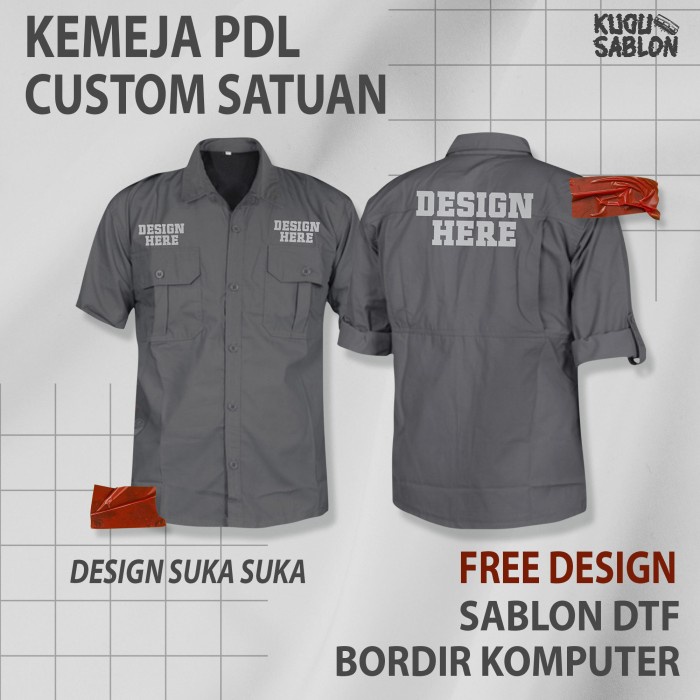 KEMEJA PDL LENGAN PENDEK CUSTOM BORDIR SATUAN DESIGN SUKA SUKA