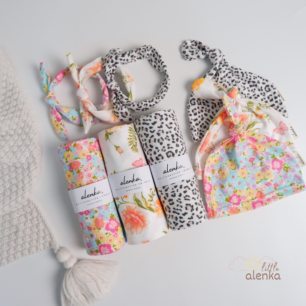 Alenka - Baby Swaddle Set / Bedong Bayi Motif Non Instan