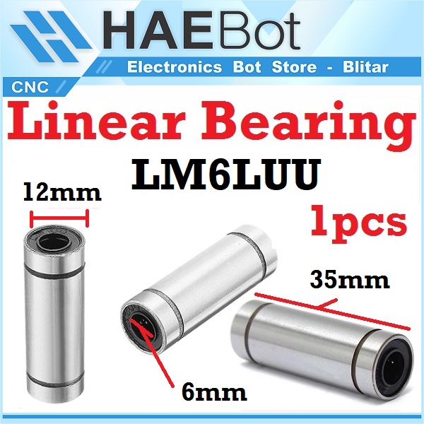 [HAEBOT] LM6LUU Linear Motion Bearing Bushing 6mm CNC 3D Printer Mekanik Machine Slider Axis Smooth Rod Besi Klaker