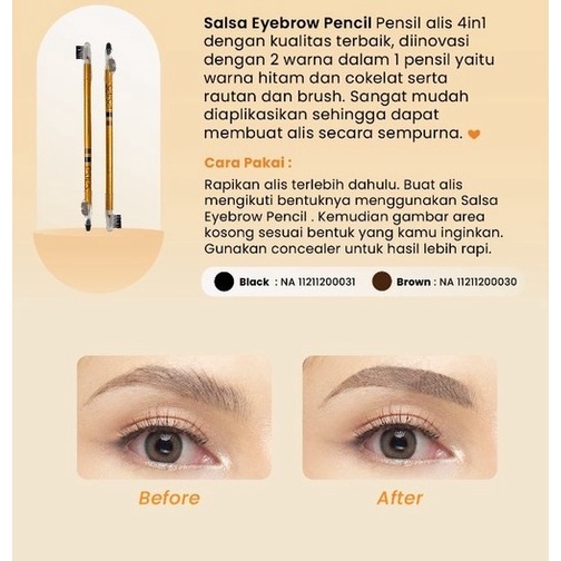 (GOLD) SALSA Eyebrow Guru - Pensil Alis 4in1 (Brown, Black, Serutan, Sikat)