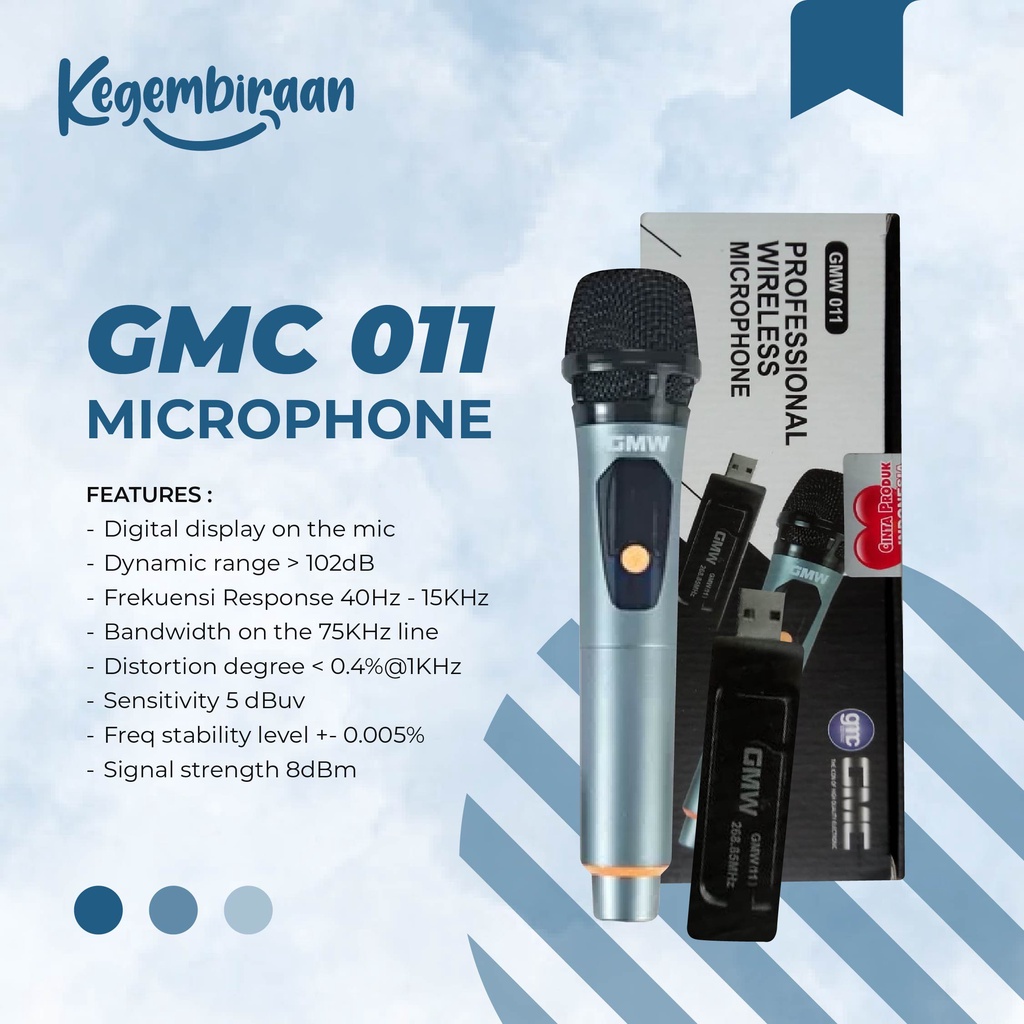 GMC Microphone Wireless GMW-011 Professional Wireless Microphone Murah