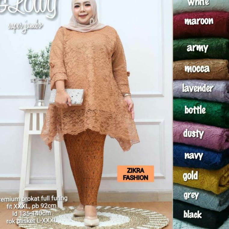 READY ×Real Pict× Glowy super jumbo LD 140 brokat tunik by zikra fashion | Kebaya brokat super jumbo