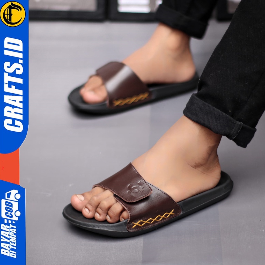 Sendal Slide Pria Sandal Slop Ringan Casual Crafts Siemz