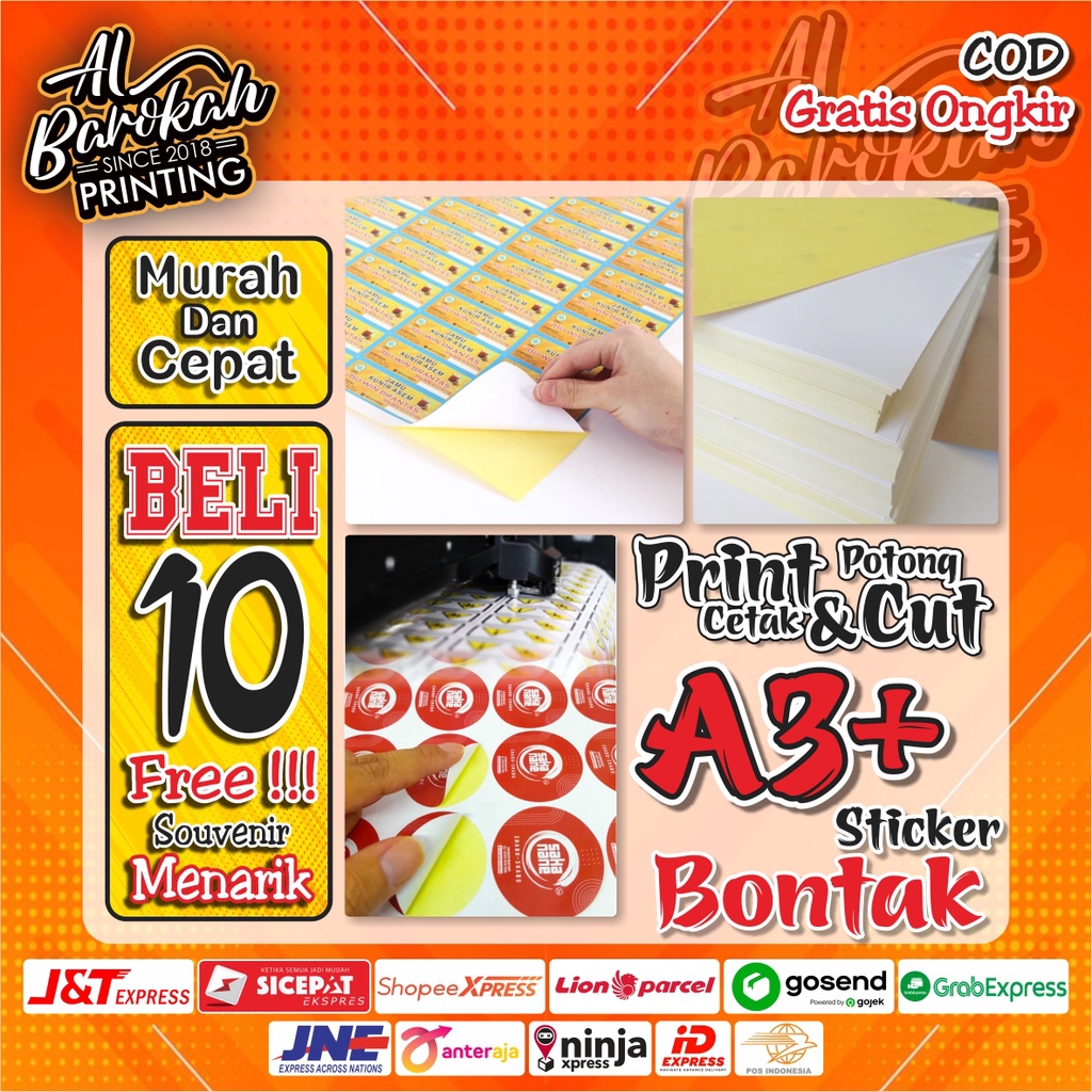 

Cetak dan Cutting Sticker Bontak A3+ Custom / Cetak Label Kemasan / Cutting Die Cut or Kiss Cut Murah Tanpa Minimal Order