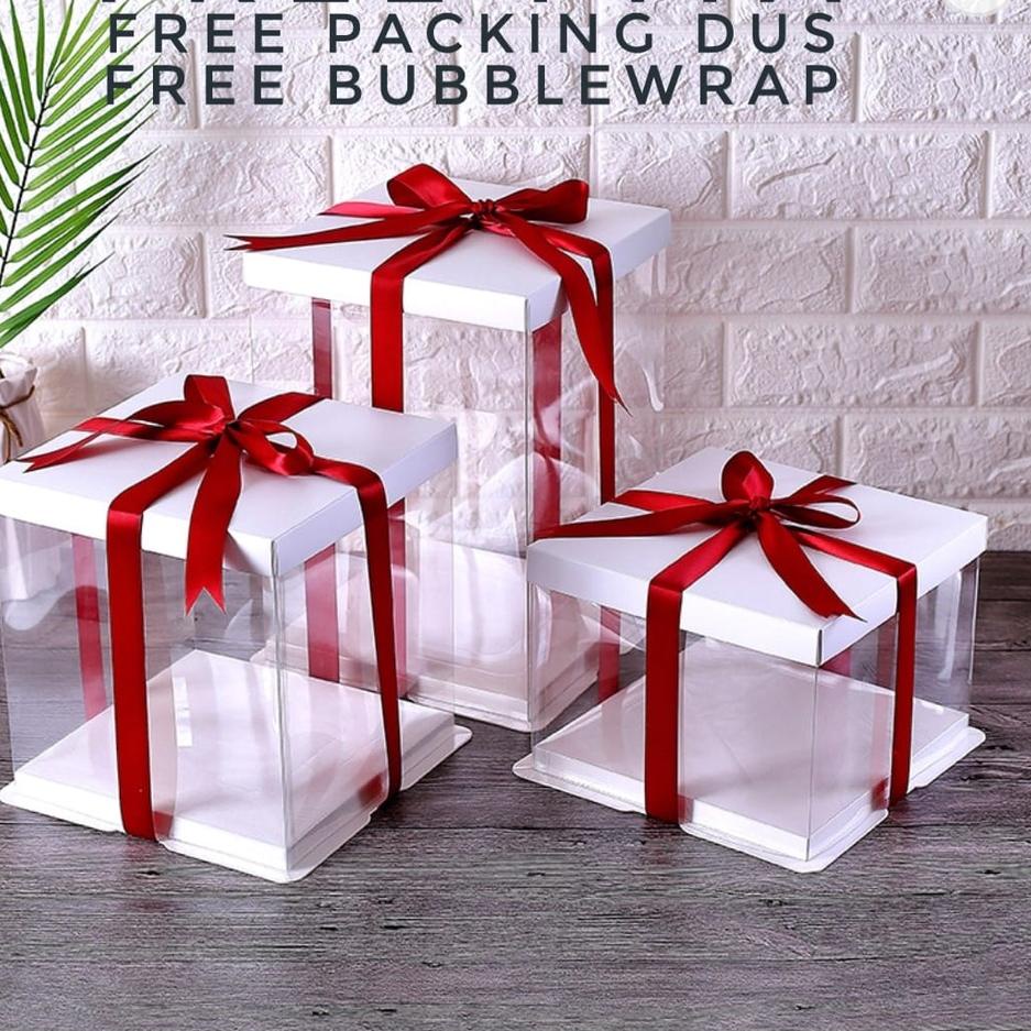 

PROMO HARI INI Cake Box Mika Dus Kue Kotak Kue 22x22 cm Transparant PET !!