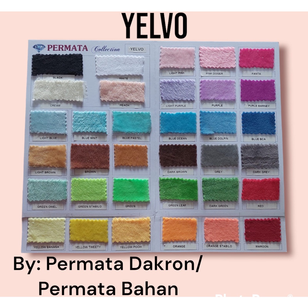 Buku Katalog Sample Warna  Kain Yelvo/ Velboa/ Rabbit Fur/ Minky Dot/ Nylex/Ocar/Katun Micro Polos d
