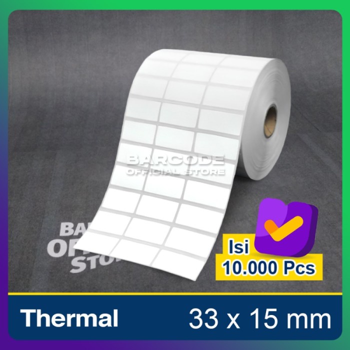 

Terlaris Label Thermal 33 X 15 Mm 3 Line Stiker Barcode 33X15 Mm 1"Inch 1000Pcs