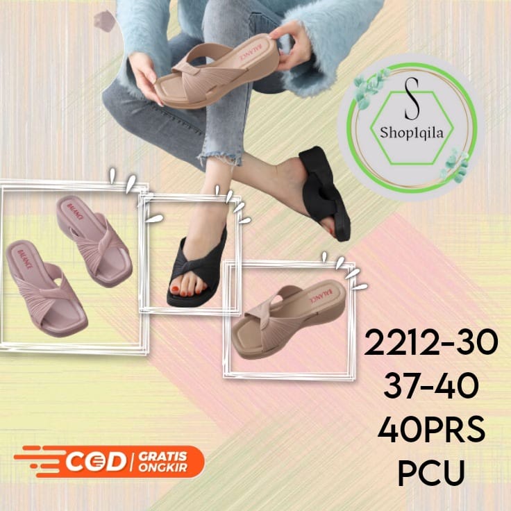 Sandal selop wedges bahan karet jelly empuk nyaman dipakai 2212-30 (37-40) sandal wanita murah