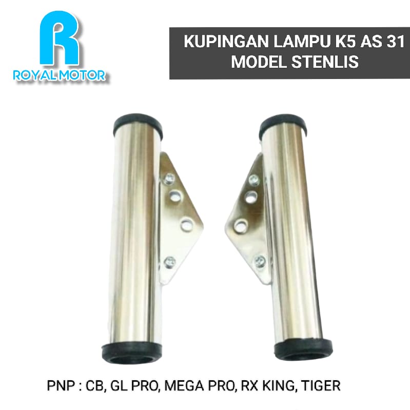 KUPINGAN BREKET LAMPU PESEK MODEL K5 AS 31 / PANGKON DUDUKAN LAMPU PESEK PNP CB GL MEGAPRO TIGER SET KARET