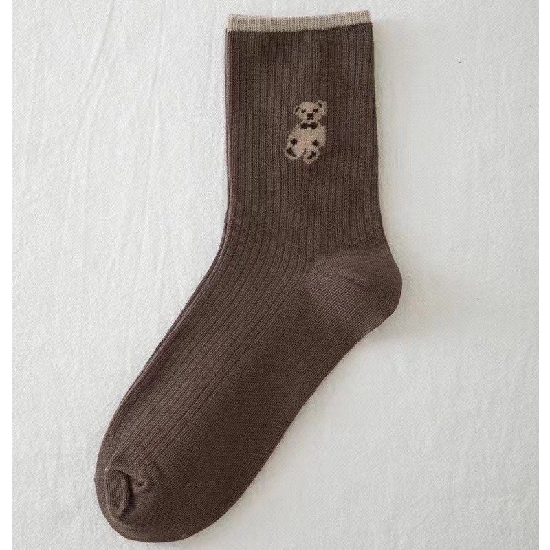 BV.ID KK994 Kaos Kaki Polos Ankle Socks Unisex Motif Beruang Bear Kaus Kaki Korean Style Import