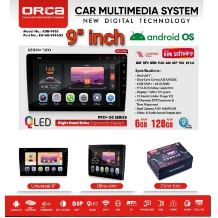 Terlaris Head Unit Android 10" Orca Adr 9988 Pro Plus G2 New