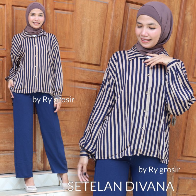 SETELAN BLOUSE SALUR + KULOT CRINCLE