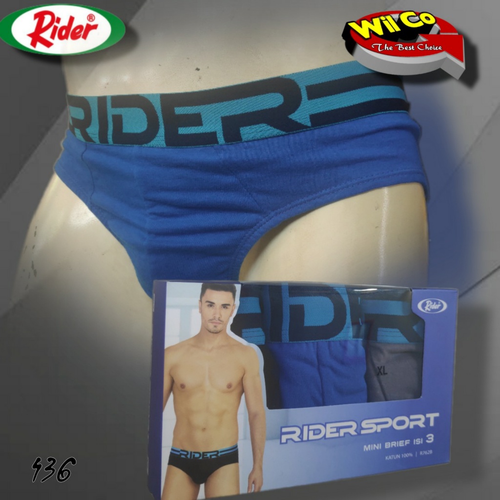 K436T - (HARGA PER 3 Pcs) CELANA DALAM SEGITIGA PRIA RIDER SPORT SIZE M -XXL