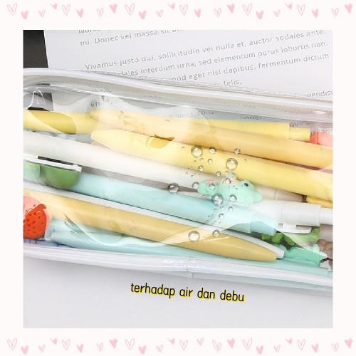 

Tempat Pensil Transparan PVC Kotak Pensil Lucu Korea Tas Kosmetik Kapasitas Besar Dengan Pouch