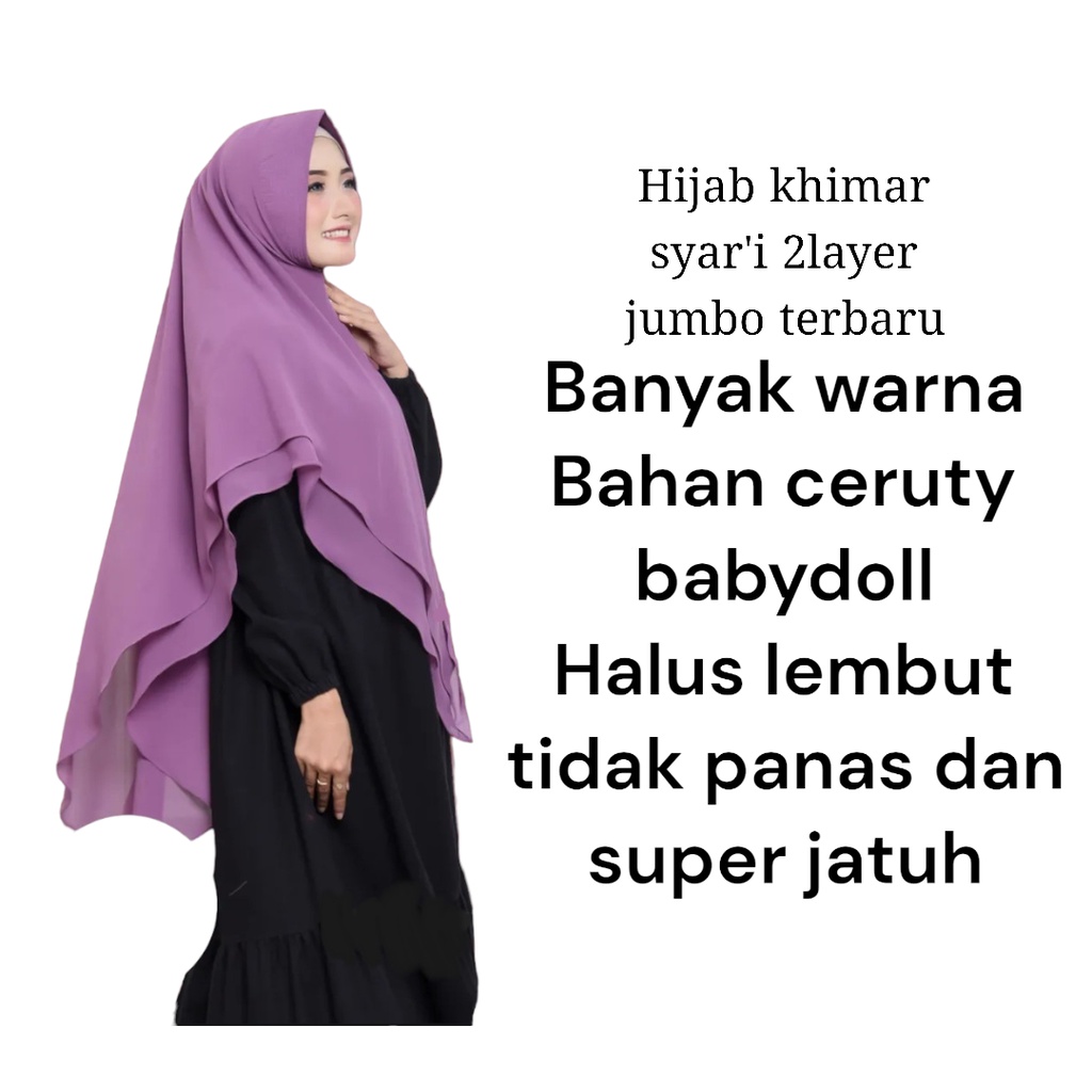 hijab khimar syar"i lancip 2 layer jumbo/kerudung lancip 2 layer