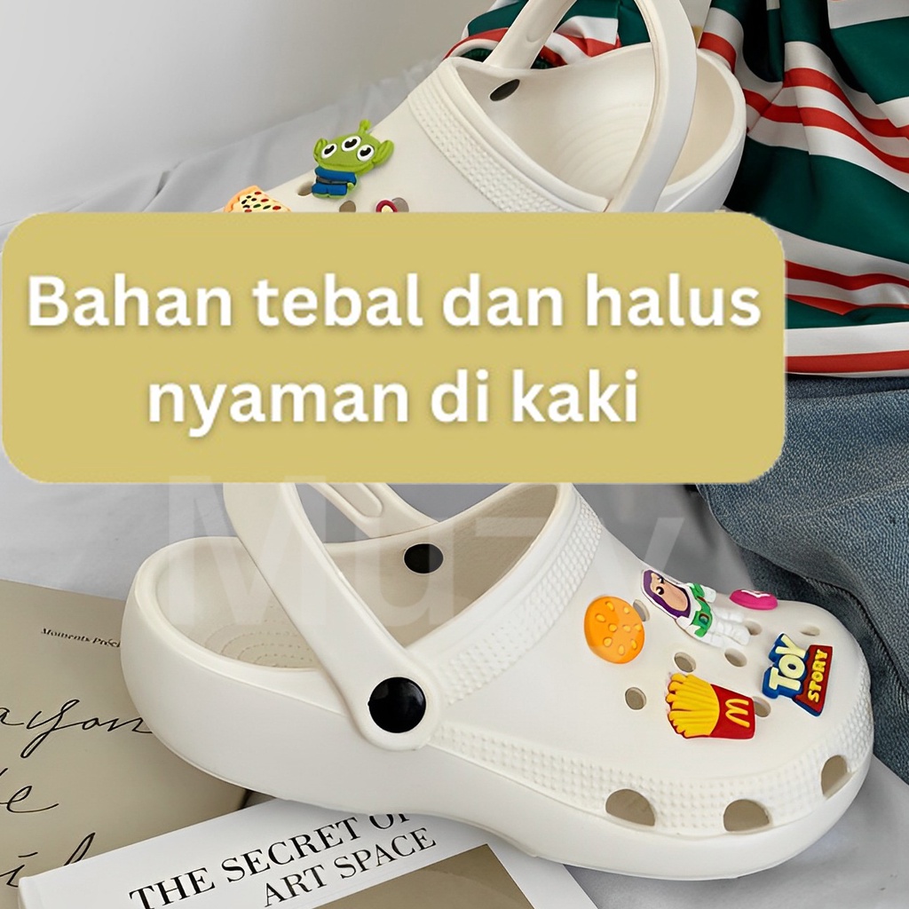 CUCI GUDANG TERBARU Muzy Sandal Lubang Sandal Wanita Sandal Rumah Sandal Tali Belakang Sandal Slop
