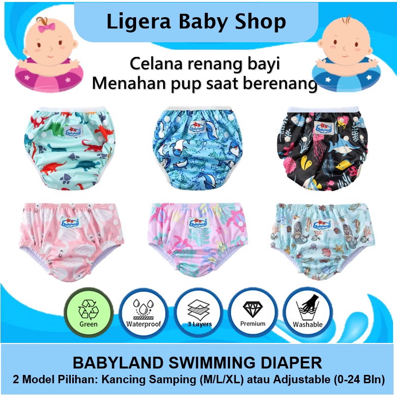 BABYLAND Swim Diaper Popok Renang Training Pant Celana Kain Anak Bayi Cuci Ulang Adjustable Reusable Waterproof