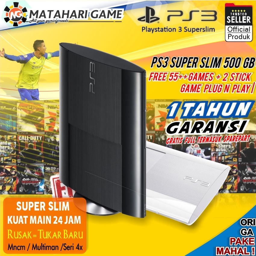 PS3 Asli Sony Super slim CFW 500GB/320GB/250GB/160GB - Garansi 1 Tahun