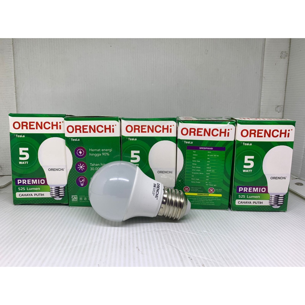 Lampu LED Orenchi Premio 5 Watt 7 Watt 9 Watt 12 Watt 15 Watt 18 Watt /  Lampu Orenchi Premio LED 5Watt 7Watt 9 Watt 12Watt 15Watt 18Watt Cahaya Putih SNI by Tesla