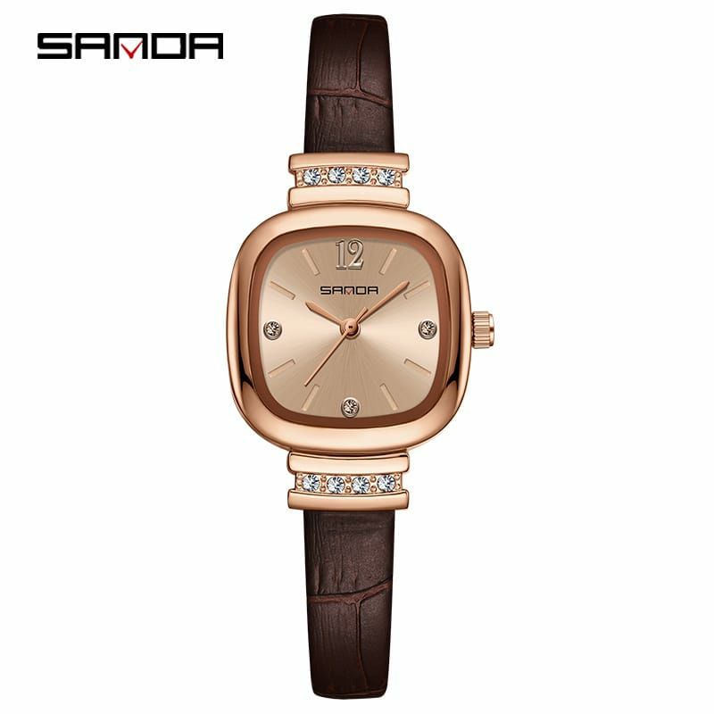 Jam Tangan SANDA 7052 Jam Tangan Wanita Analog Tali Kulit Quartz