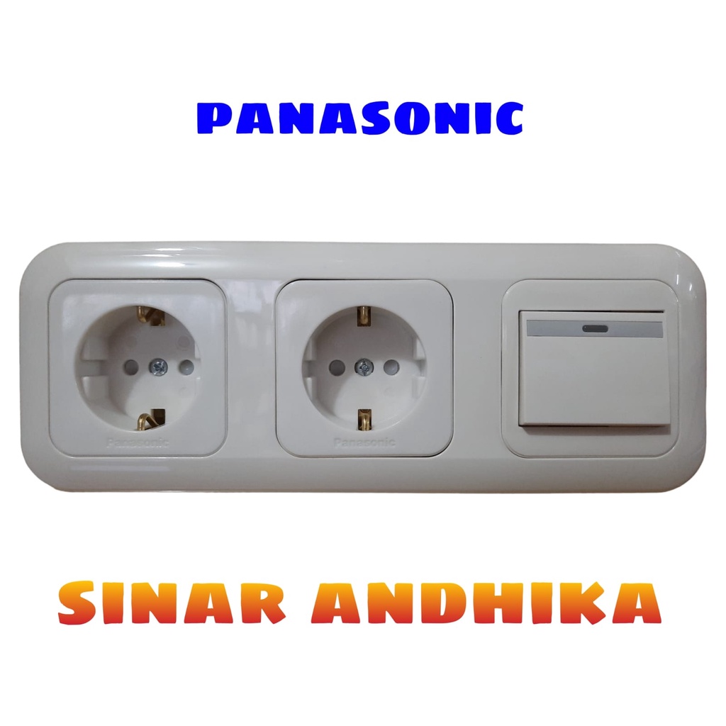 STOP KONTAK DOUBLE (CP) + SAKLAR ENGKEL LEBAR INDIKATOR PANASONIC WEJ 7823 212181