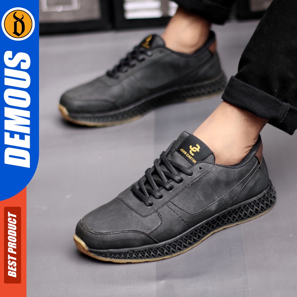 DEMOUS Cerberrus - Sepatu Pria Sneakers Hitam Casual