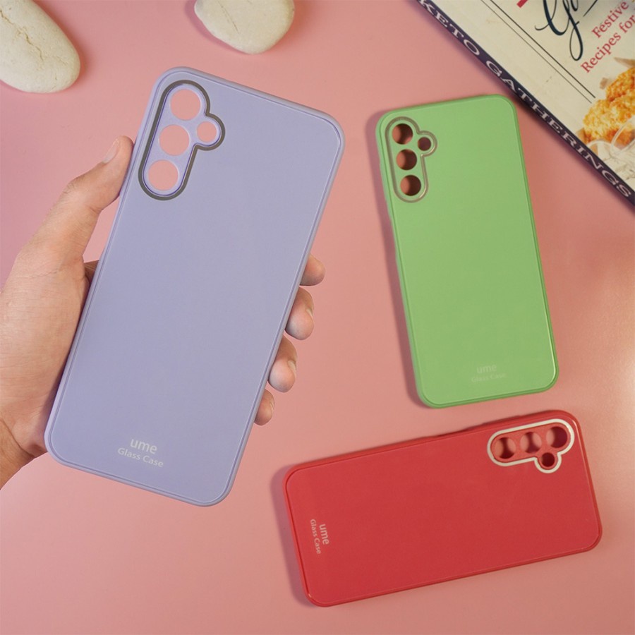 GLASS CASE OPPO A7 A5S A54 A57 2022 Y02 Y16 Y17 Y20 Y21S Y22 REDMI A1 9A 10C 10 9C NOTE 9 PRO C33 C30 10 CASE UME COLOUR GLASS