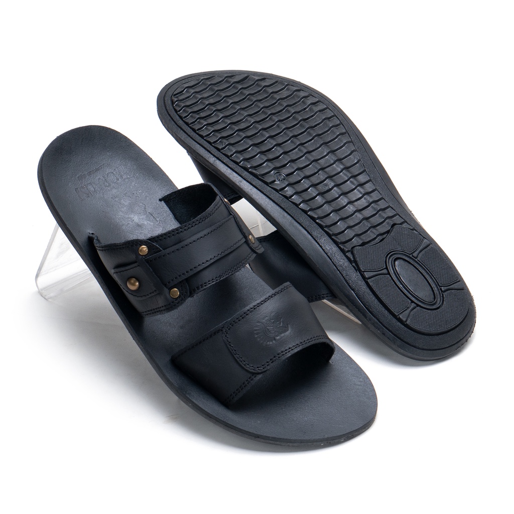 Sandal Pria Casual Sendal Double Strap Kulit Asli SDL602