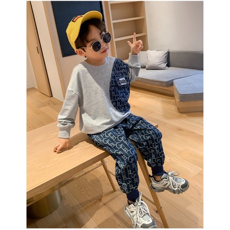 Setelan anak laki laki import setelan sweater anak cowok impor sweater lengan panjang sweatpants anak laki laki fashion-NOTE