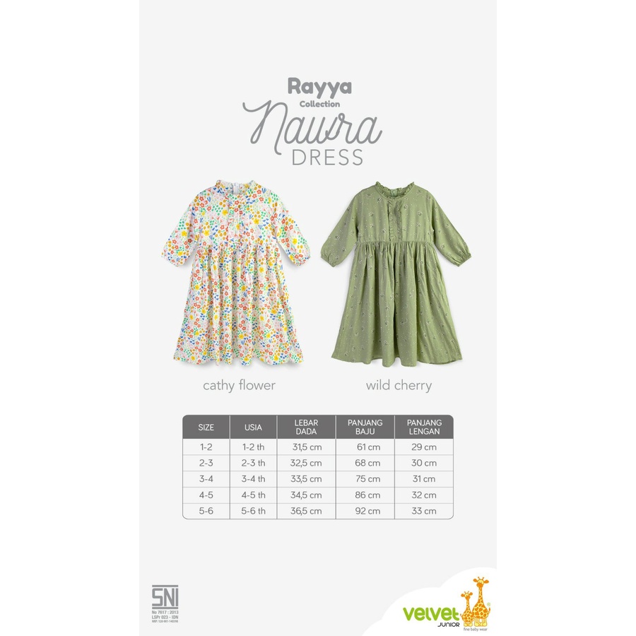VELVET JUNIOR Rayya Collection - Nawra Dress Baju Muslim Lebaran Anak