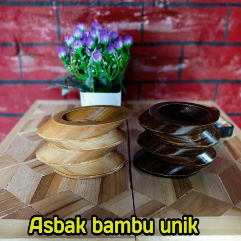 ASBAK BAMBU UNIK FINISHING KERAJINAN TANGAN ASBAK UKIR TRADISIONAL .