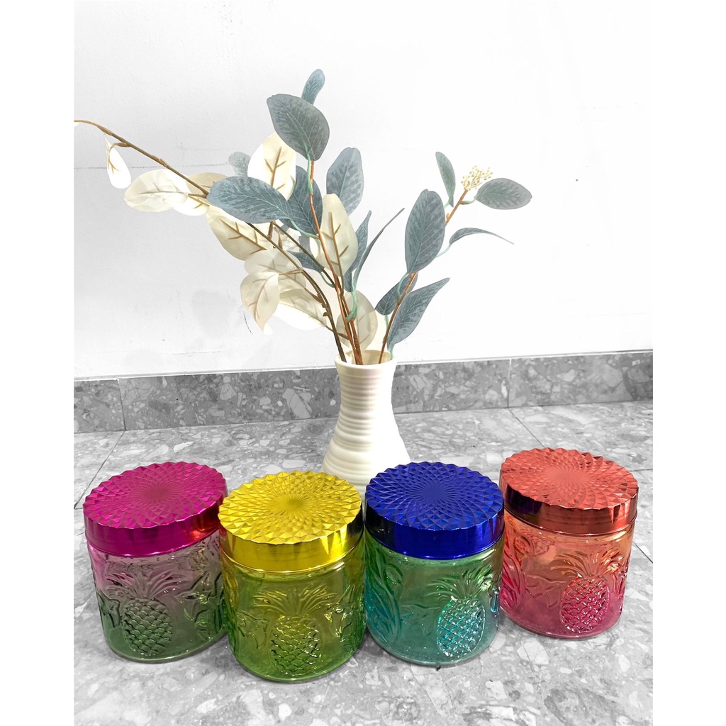 Set 4pcs Toples Kaca Crystal 800ml Unik Mewah Tebal Premium Kue Kering Lebaran