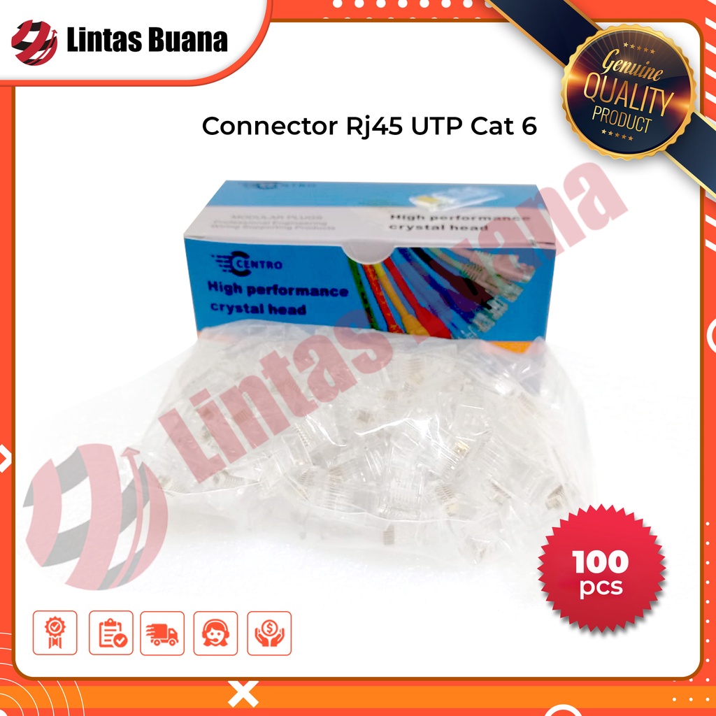 Centro Konektor UTP Rj45 Cat6 Connector UTP Cat 6 isi 100pcs