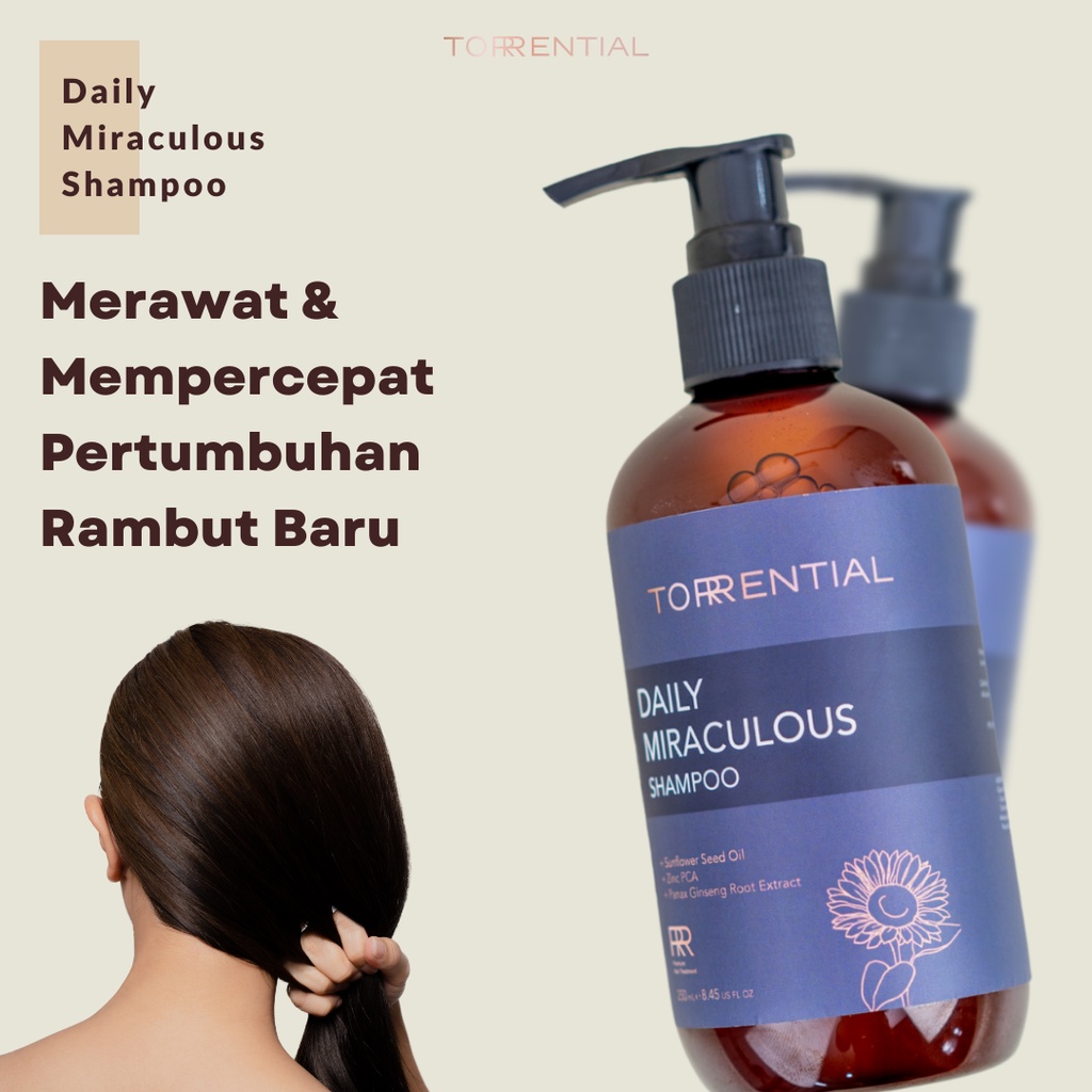 Shampo Shampoo Sampo Sampoo Penumbuh Penyubur Penebal Perawatan Pencegah Rambut Rontok Botak Ketombe Bercabang kering Rusak Uban Torrential daily Miraculous Hair Care Treatment Cepat Ampuh Original BPOM