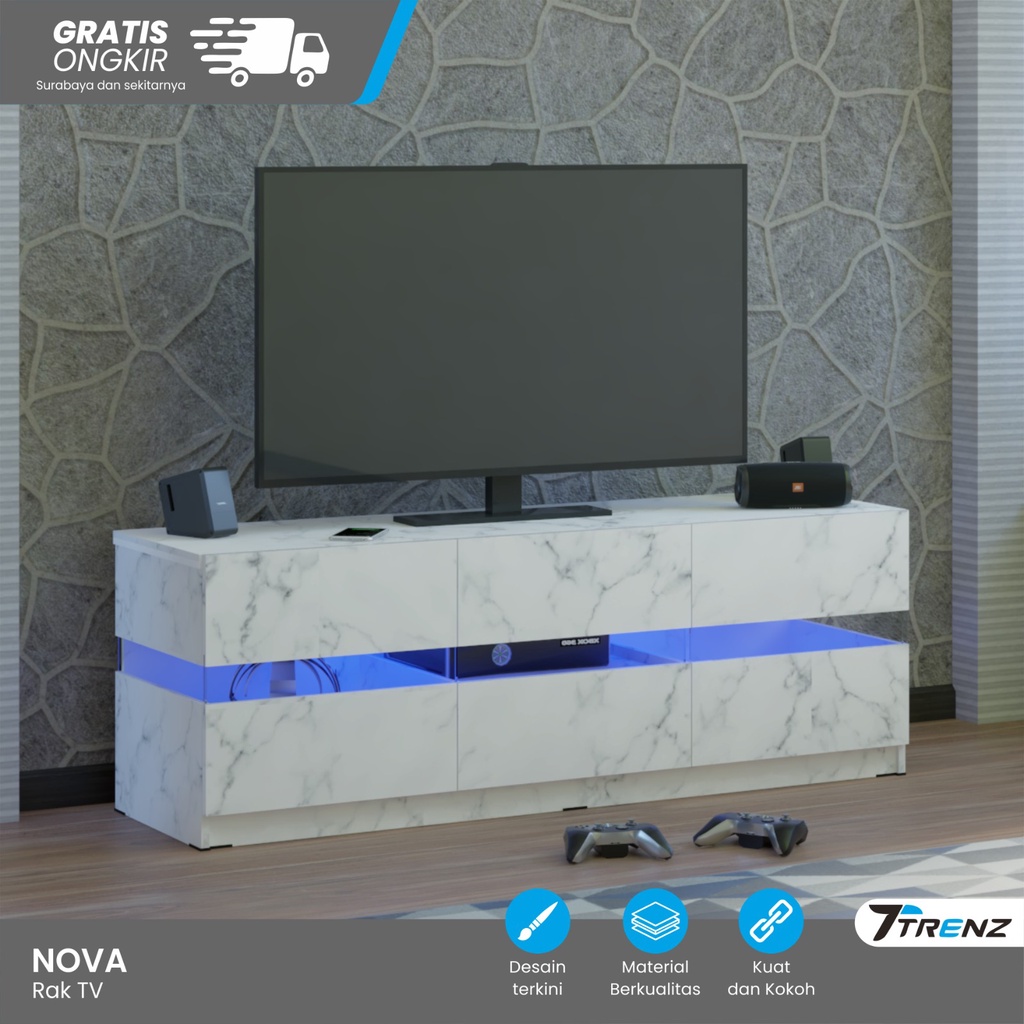 Trenz Furniture - Buffet Rak TV Meja TV Kayu dengan Laci Rak TV Minimalis Kabinet - Matkens RTV Nova