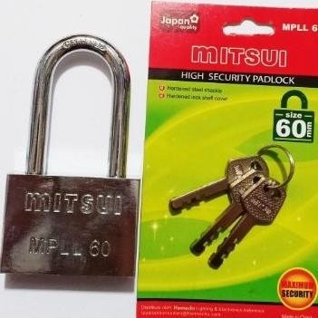 Mitsui Gembok Baja MPLL/MPL 60mm Leher Panjang High Security Padlock