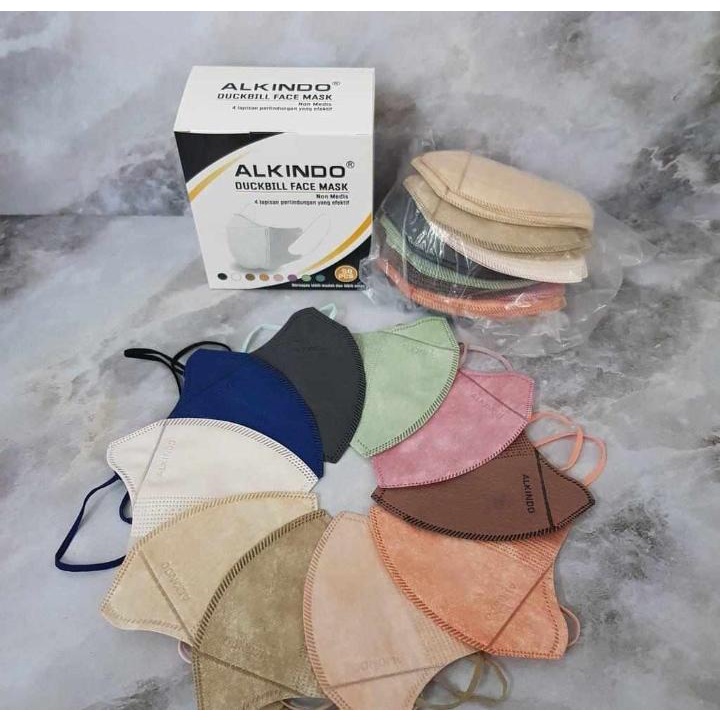 READY STOK DUCKBILL ALKINDO 4 PLY EMBOS RAINBOW PELANGI 10 WARNA DALAM 1 BOX. ISI 50 LBR