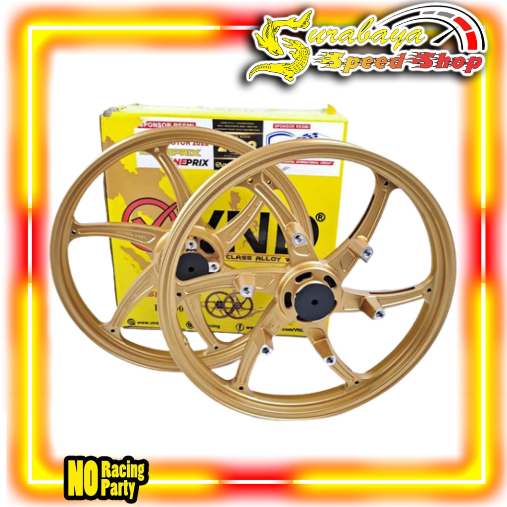 VND Velg Six Star Palang 6 Sonic 150R GTR Ukuran 160/160 Ring 17 Set Depan Belakang Original VND RAC